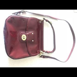 Coach maroon patent leather crossbody bag